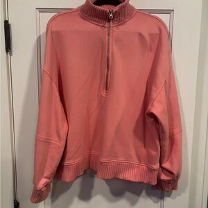 Aerie Pink Half-Zip Sweatshirt